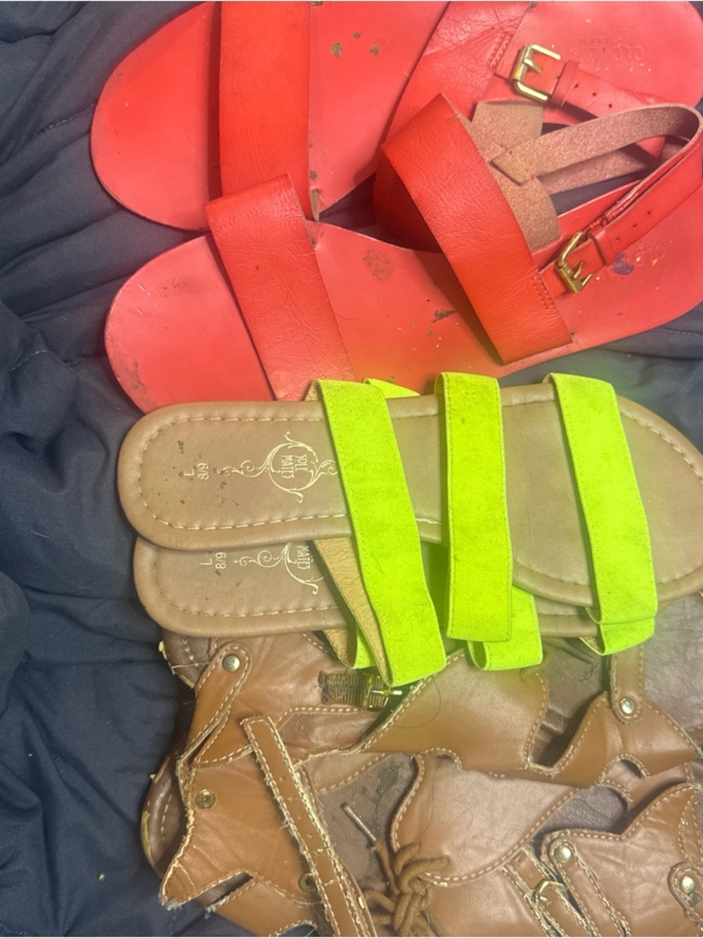 Bright Green Strappy Slide Sandals